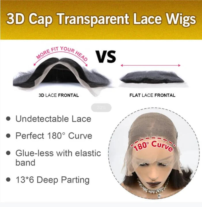 ROYAL 150% Density 13x6 Glueless 3D Cap Pre-bleached Lace Frontal Wig Loose Deep Pay in 4 installments with