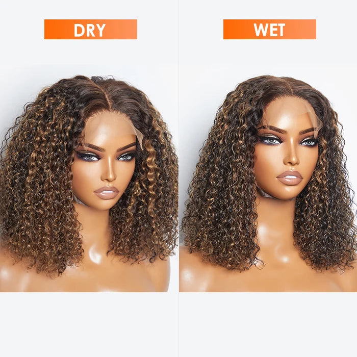 ROYAL 150% Density 5x5 Closure Lace Wig Kinky Curly 14 inch