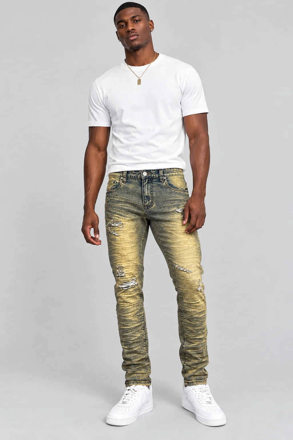 MEN'S SLIM-FIT DISTRESSED JEANS