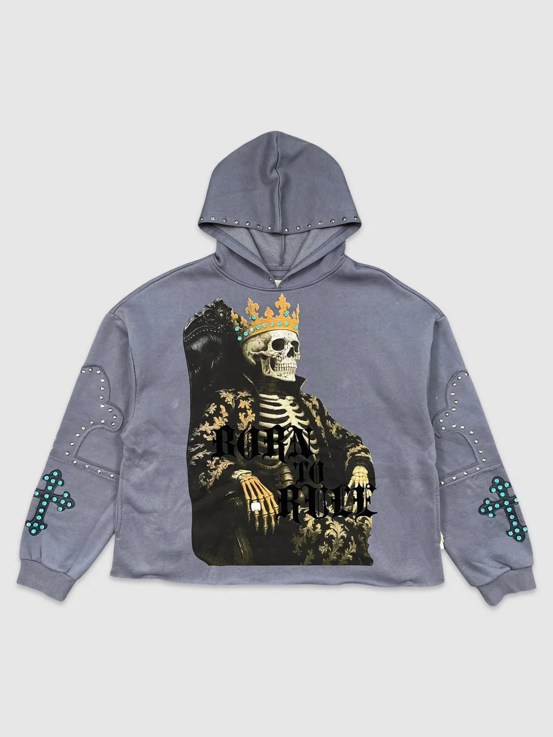 SKULL KING STONE CROP HOODIE