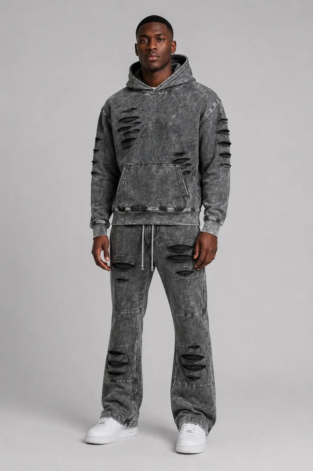 ROPPED HOODY FLEECE SET